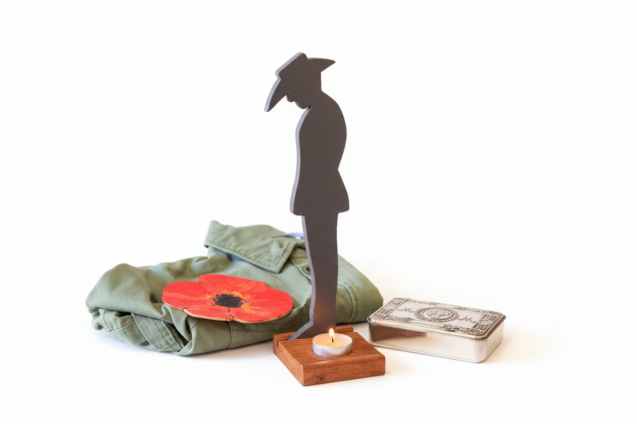 ANZAC Day Soldier with LED tea light candle