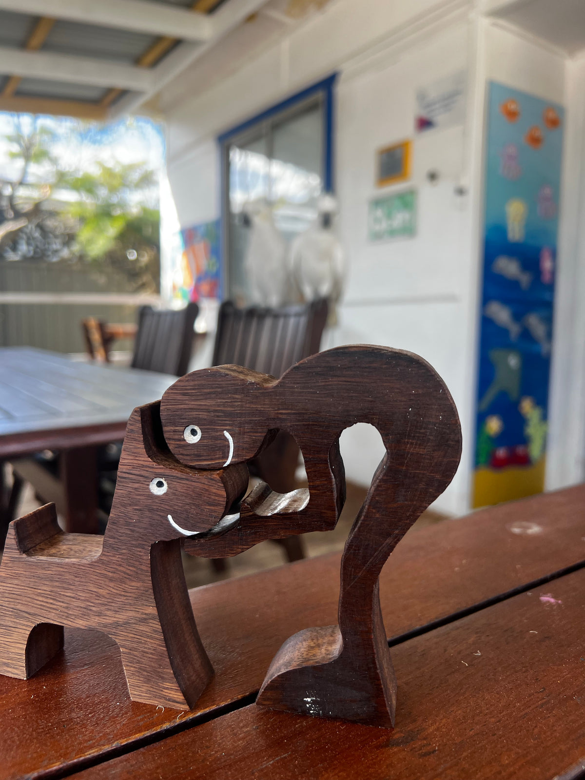 Man & Dog Wooden Statue